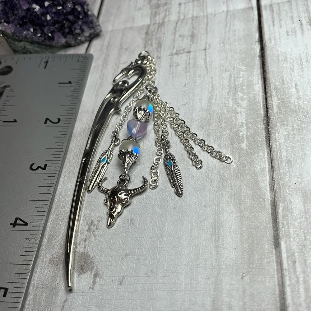 Artisan Moonstone Boho Hand Crafted Hairpin - Picture 14 of 14